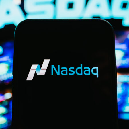 Nasdaq logo on mobile phone screen