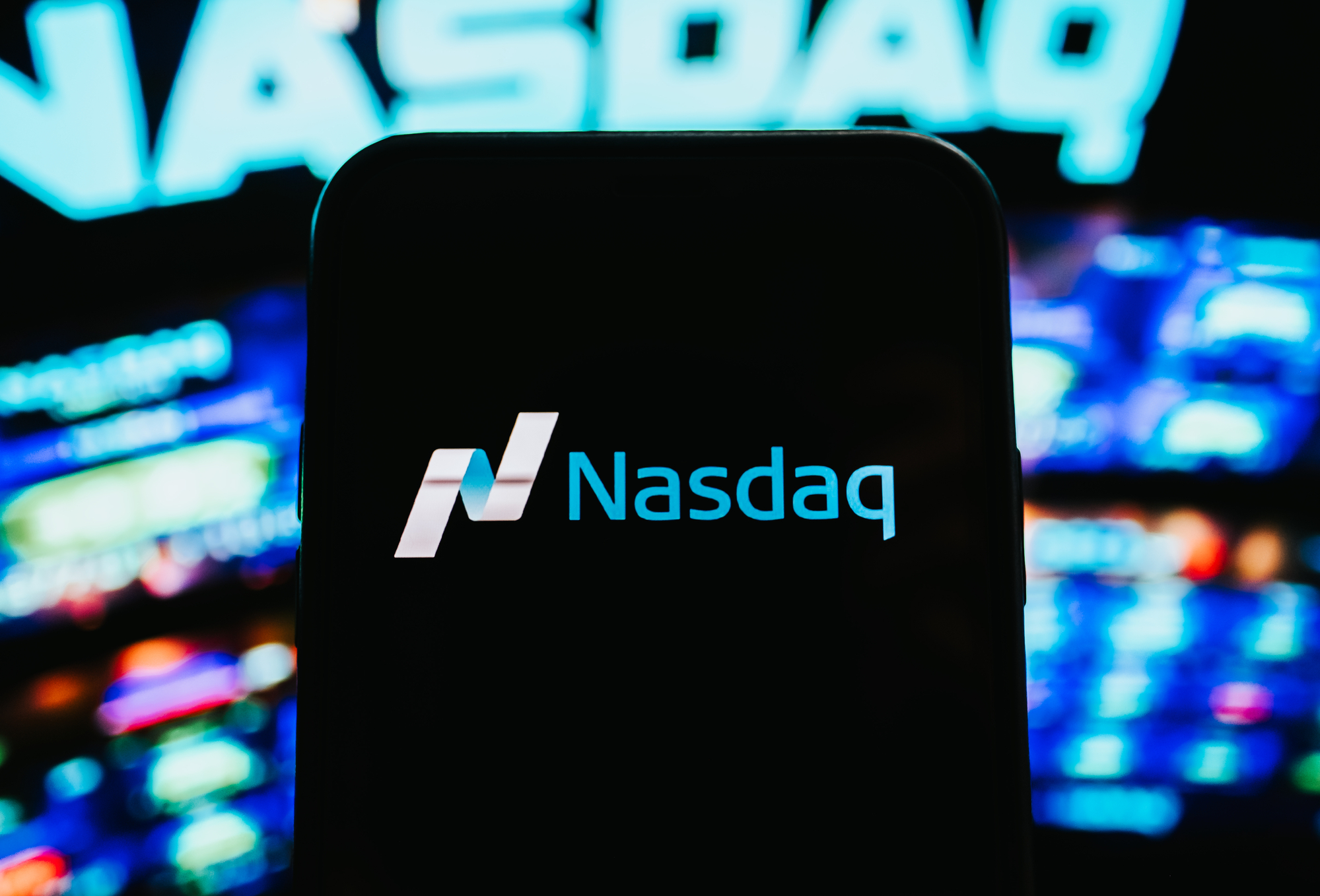 Nasdaq logo on mobile phone screen