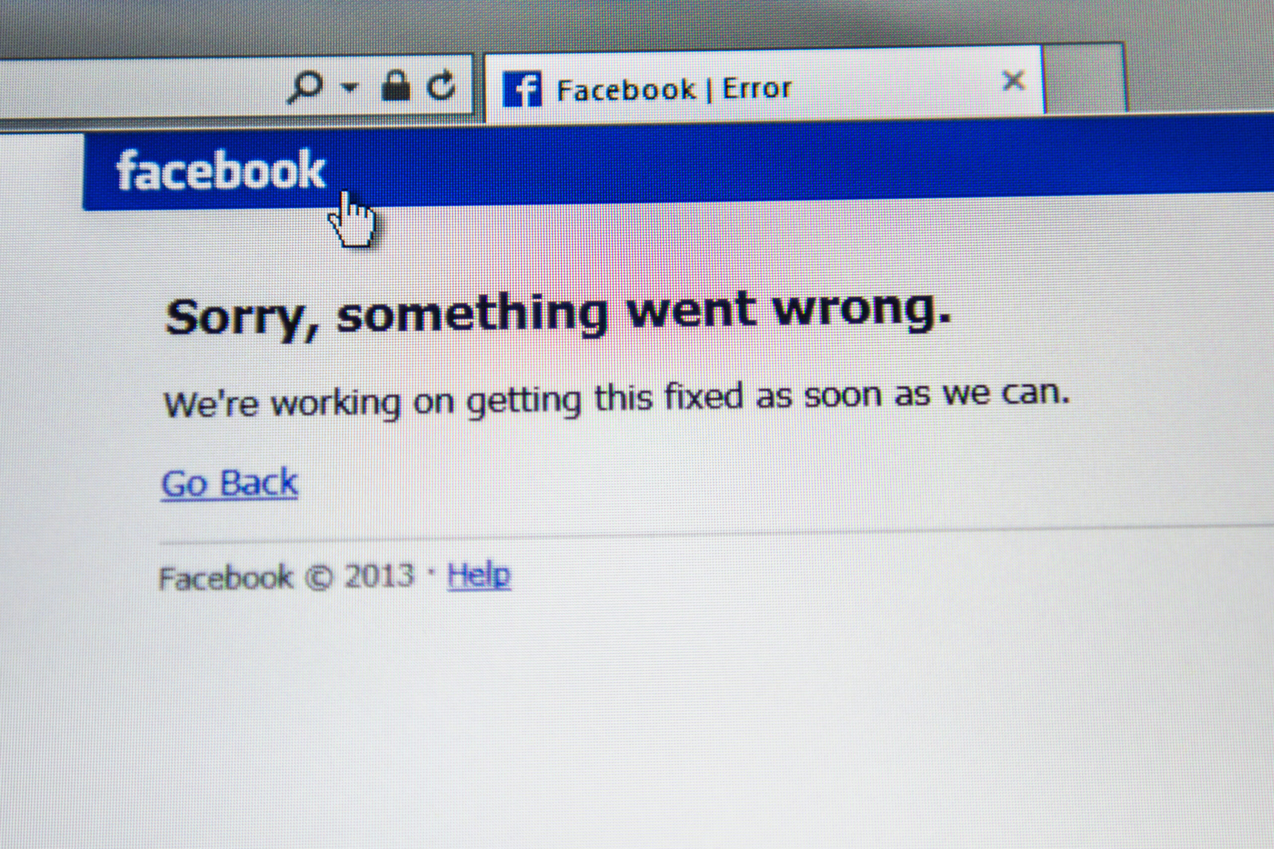 Facebook social network down