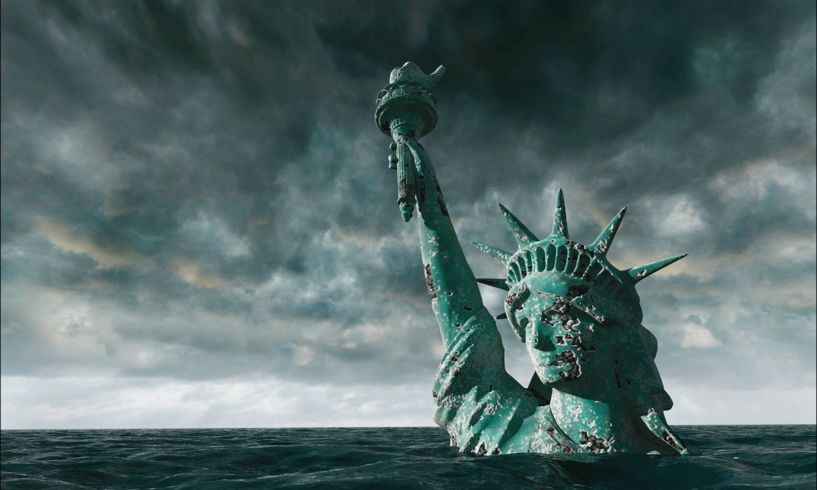Old Statue of liberty sinking, de-dollarization