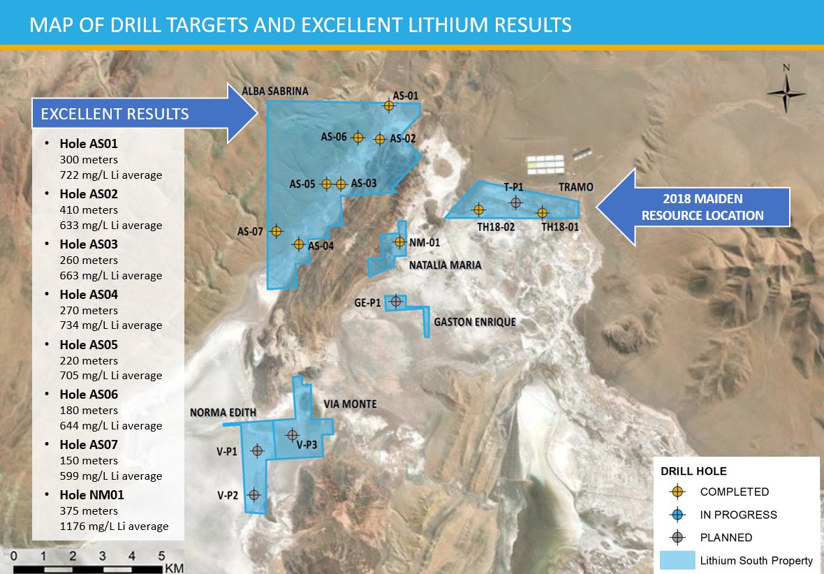 Lithium South drill map and results